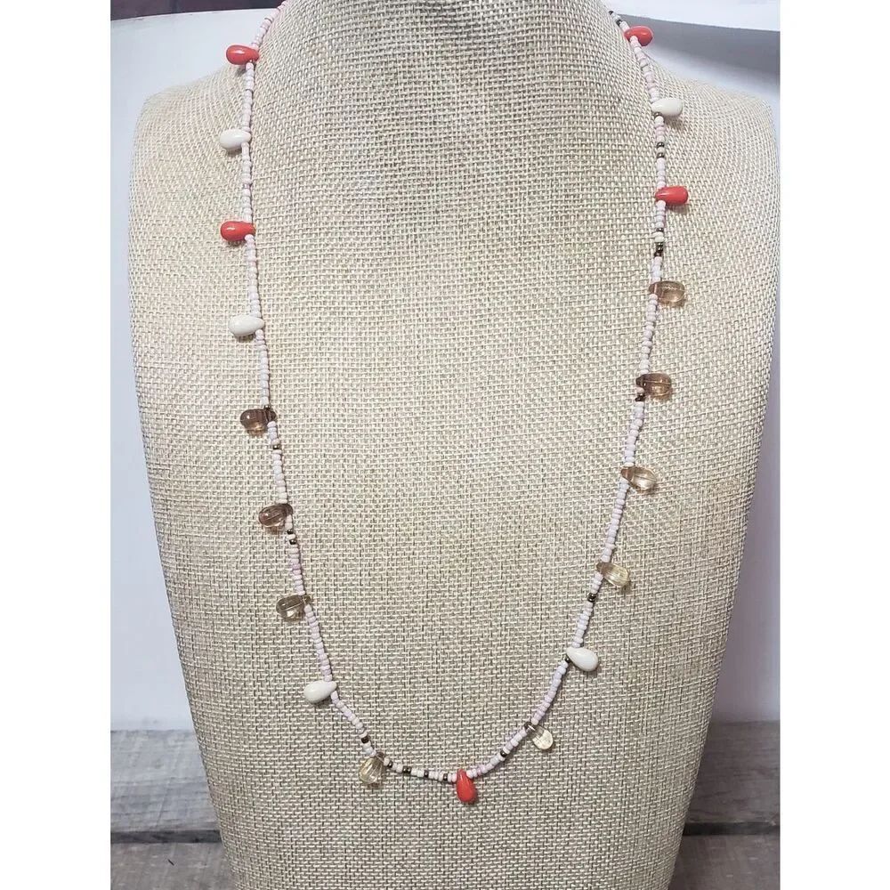 ARTISAN Seed Bead & Teardrops Beaded Necklace BOHO